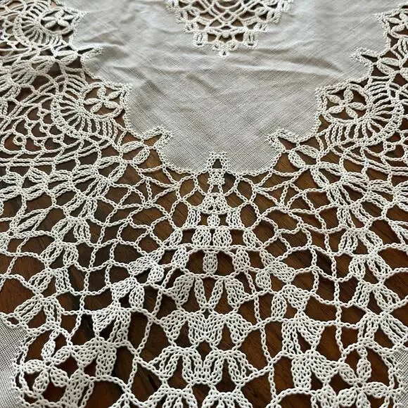 Lace Tablecloth Rectangle Home Party Dining Table Cover White 70"x52.5" - Picture 3 of 9